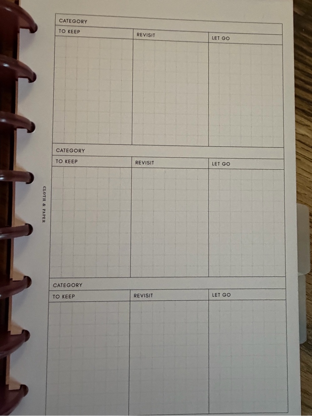 Cloth & Paper Disc Planner Project Habit Tracker Burgundy Minimalist - Picture 7 of 16